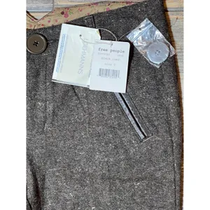 NWT Free People Wool Blend Tweed‎ Trousers Brown Black Size 0 Crop Career Capri thumbnail 3