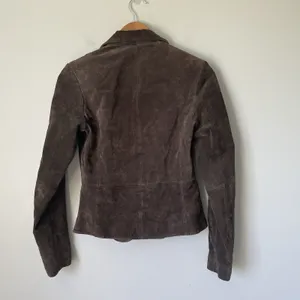 New Look Vintage y2k 2000's 100% Leather Button Up Jacket Blazer Brown Size US 4 thumbnail 2