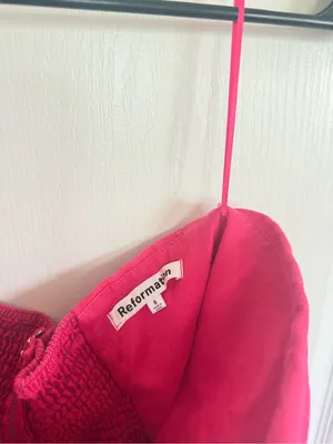 Reformation Isles Linen Mini Dress in Pink thumbnail 4