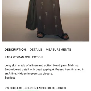 Zara NWT taupe gray cotton & linen embellished print maxi skirt thumbnail 9