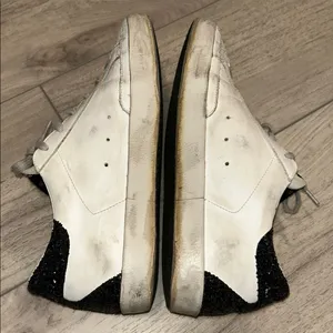 Golden Goose White Sneakers with Gold Star and Black Glitter Heel Tab Size 39 thumbnail 7