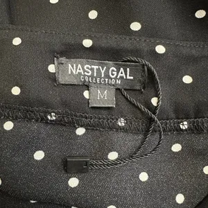 Nasty Gal Black White‎ Polka Dot Midi Skirt Size M nwot Vintage Style Flowy thumbnail 2