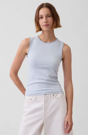 Gap Gingham Pointelle Shell Tank Top thumbnail 1