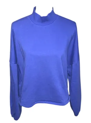 DSG Women’s Cozy Mock Neck Pullover Cropped Sweatshirt Blue thumbnail 1