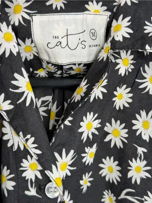 The Cat’s Pajamas Daisy Cotton Pajama Top Cottagecore Floral Button Front Poplin thumbnail 4