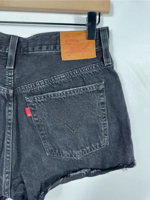 Levi’s Premium 501 Original Black Distressed Denim Cutoff Shorts‎ 28 thumbnail 5