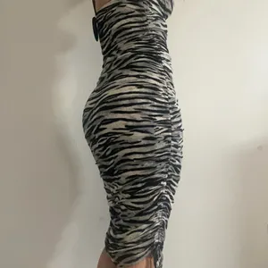 White Fox zebra print scrunch dress thumbnail 2
