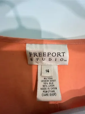 Vintage Freeport Studio Orange Silk Linen Cropped Short Sleeve Top Size 14 thumbnail 4