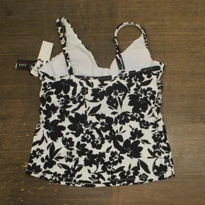 NWT Island Escape Monterey V-Neck Tankini Swim Top N760933 Black / White 14 thumbnail 4