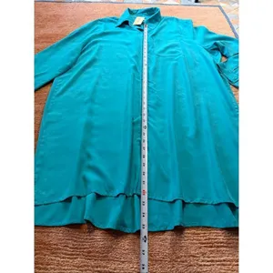 NWT Ekouaer Teal Button Front Long Sleeve Shirt Dress Size XL thumbnail 3