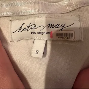 RTR Katie May Baby Cakes Off White & Blue Printed Strapless‎ Maxi Dress Sz S thumbnail 6