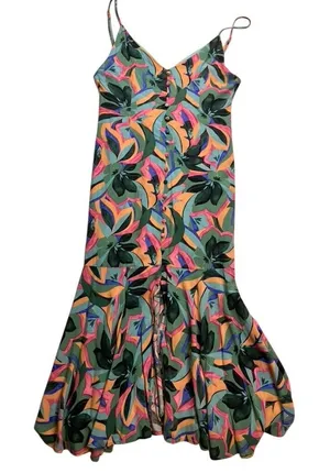 Hello Molly Maxi Dress Womens 6 Multicolor‎ Floral Button Front Summer Boho thumbnail 1