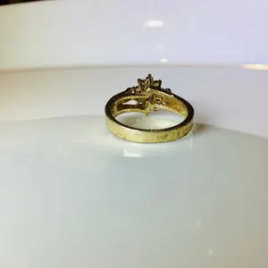 Simulated Amethyst and Crystal Halo Ring Gold thumbnail 7