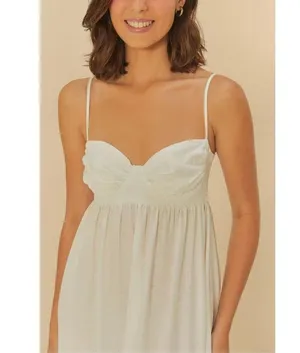NWOT Farm Rio Linen Blend White Sleeveless Maxi Dress Size L thumbnail 3