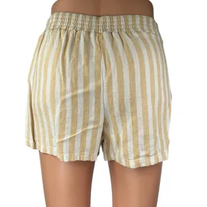 Abercrombie & Fitch Yellow White Striped Button High Rise Lounge Shorts XXS thumbnail 3