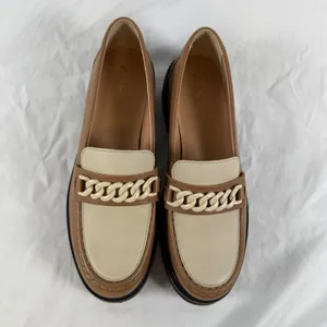 Clarks Orianna Edge Tan Cream Leather Chain Lug Sole Loafers Academia Fall 9.5M thumbnail 4