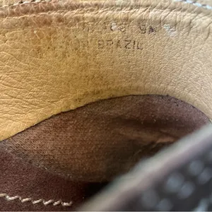 Frye women’s Charlotte distressed leather harness ring wedge clogs Sz. 9M Brasil thumbnail 7