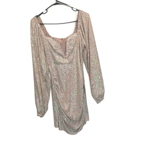 Lulus Fabulous Essence Womens M Blush Iridescent Sequin Bodycon Mini Dress NWT thumbnail 13