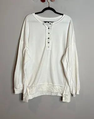 Amazon white snap up henley sweatshirt tunic thumbnail 1