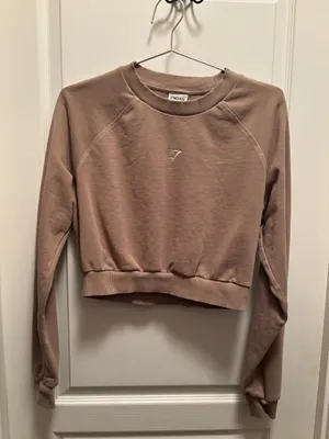 Gymshark cropped brown pullover thumbnail 1