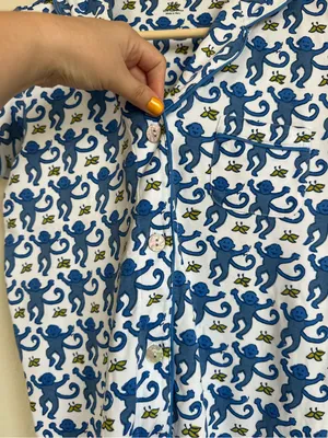 Roller Rabbit Monkey Print Short Sleeve Button Down Pajama Top thumbnail 6