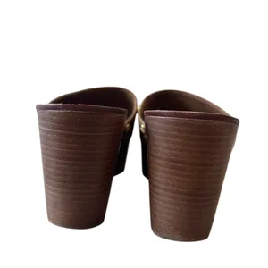 Tory Burch Joanie Straw Wedge Slides Tan‎ Studded 9.5 Boho thumbnail 5