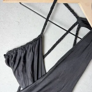 Retrofête Wrap Mini Dress Braided Straps Black Women's size S thumbnail 6
