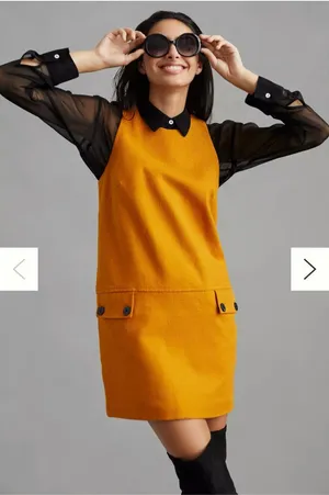 Anthropologie Maeve Orange Crewneck Mini Shift Dress NWT Size 10 Mod thumbnail 4