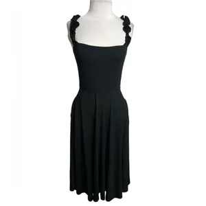 Reformation Eda Ruffle Strap Midi‎ Dress black Sz M thumbnail 3