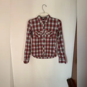 Abercrombie & Fitch Vintage Y2K Plaid Snap Front Shirt Size S Red thumbnail 4