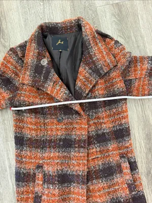 Jack by BB Dakota plaid checkered wool blend Y2K retro peacoat brown orange small thumbnail 12