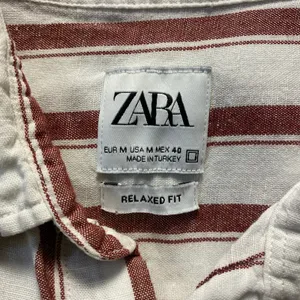 Zara Relaxed Fit Striped Long Sleeve Shirt Womens Size M Brown White‎ thumbnail 2