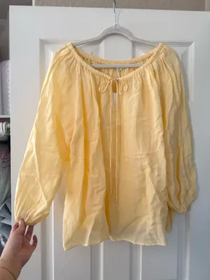 BNWT Zara ZW Collection Pastel Yellow Linen Blend Blouse thumbnail 6
