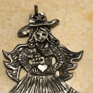 Large Pewter Cowgirl Pendant or Christmas Ornament 4” thumbnail 2