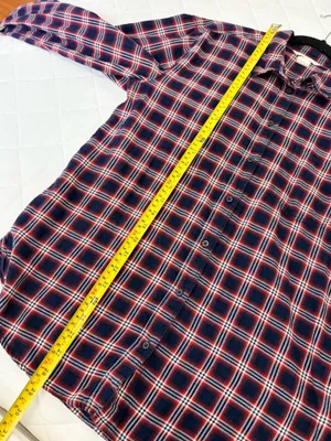 H&M LOGG Plaid Flannel Shirt Womens 6 Red Blue Buffalo Check Grunge Casual Top thumbnail 7