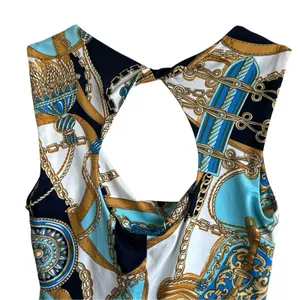 Cache VTG Y2K Top Sz S Draped Neck Sleeveless Equestrian Print Cut Out Back thumbnail 6