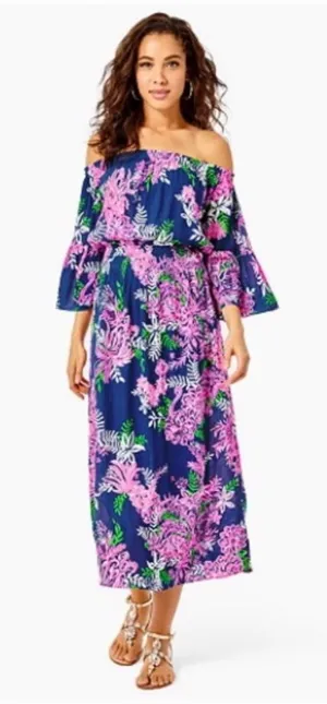 Lilly Pulitzer Ravyn Midi Dress in Ruffle Your Feathers thumbnail 1
