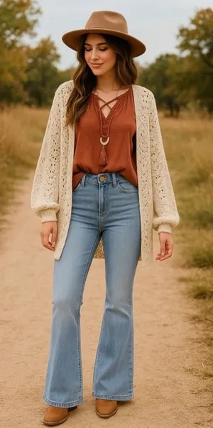 Altar’d State Kane High-Rise Flare Jeans, Y2K Boho Bellbottoms Size 0 thumbnail 1