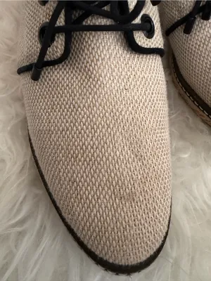 Tory Burch Fawn Oxford Linen Tan Espadrille Lace Up Loafers Shoes Women Size 9.5 thumbnail 2