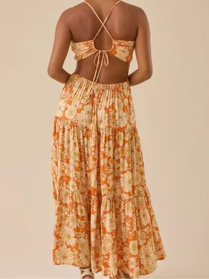 NEW Altar’d State Orange Floral Maxi Dress Size Medium NWT thumbnail 2