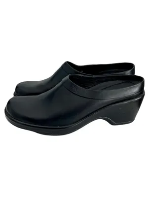 Dansko Black Smooth Leather Slip On Mules Clogs Wedges, Size 41 thumbnail 4