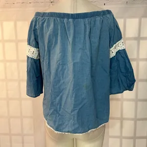 🔥🔥5 for $25🔥🔥 Joes jeans denim chambray off the shoulder blouse thumbnail 6