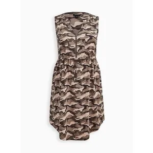 Torrid Sleeveless Zip-Front Shirt Dress - Stretch‎ Challis Camo NWT thumbnail 4