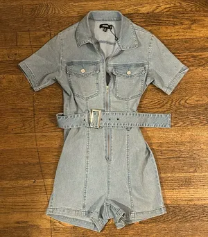 Misguided Denim Romper thumbnail 1