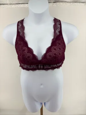 Victoria’s Secret Lace Racerback Bralette Womens Large Burgundy thumbnail 1