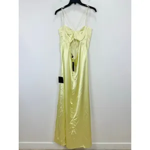 Lulus Stunning Example Light Yellow Satin Backless Maxi Dress Long Formal XL NWT thumbnail 10
