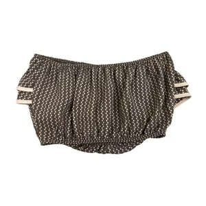 Ruffled Brown Polka Dot Crop Top Size Women's XS thumbnail 2