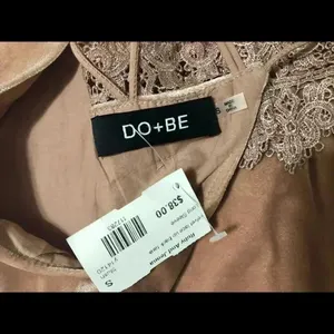 DO+BE Blush Velvet Lace‎ Up Back Halter Tank Top Y14120 Small NEW thumbnail 6