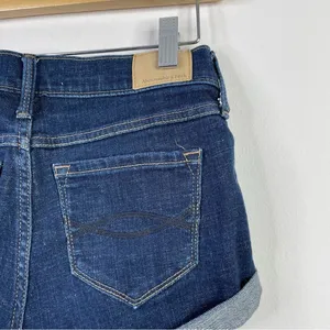 Abercrombie Fitch Low rise cuffed denim jean shorts dark Wash stretch women 0 25 thumbnail 8