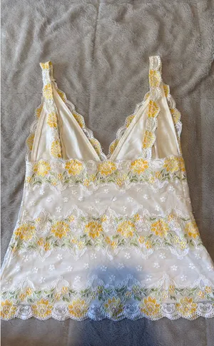 Y2K Lace Tank Top Yellow Size M thumbnail 5